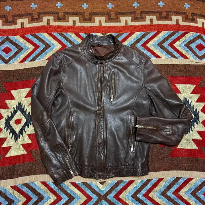 [BUNJANG] Vintage Lambskin Leather Biker Jacket / 100) 빈티지 양가죽 램스킨 바이크 가죽 자켓 레더자켓