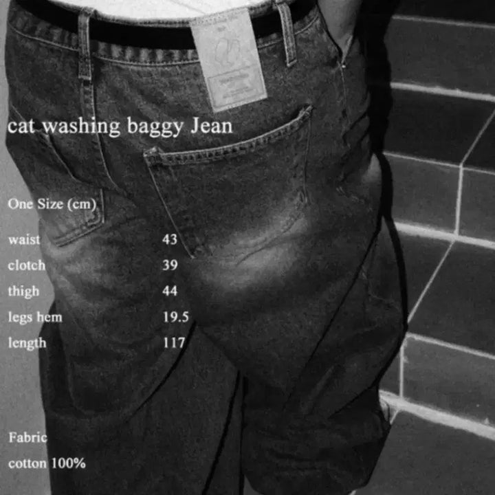[BUNJANG] New Chief Chic DP Cat Washing Baggy Jeans Deep Blue / 뉴치프시크DP 캣워싱 배기진 딥블루