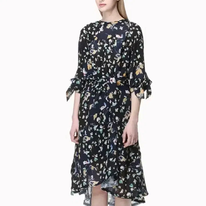 [BUNJANG] TIME Floral Chiffon Long Dress / 한섬 타임 TIME 유명 플로럴 쉬폰 롱 원피스 하객룩 결혼식