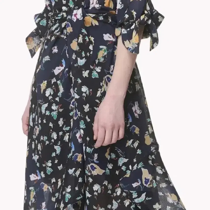 [BUNJANG] TIME Floral Chiffon Long Dress / 한섬 타임 TIME 유명 플로럴 쉬폰 롱 원피스 하객룩 결혼식