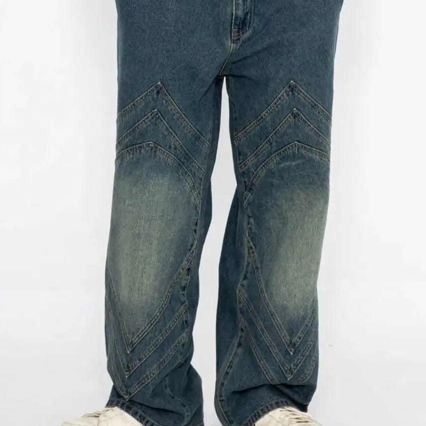 [BUNJANG] XTONZ XP184 Triple Incision Denim Pants (Blue, Size S) / 엑스톤즈 XP184 트리플 인시전 데님 팬츠 (BLUE) | (S)