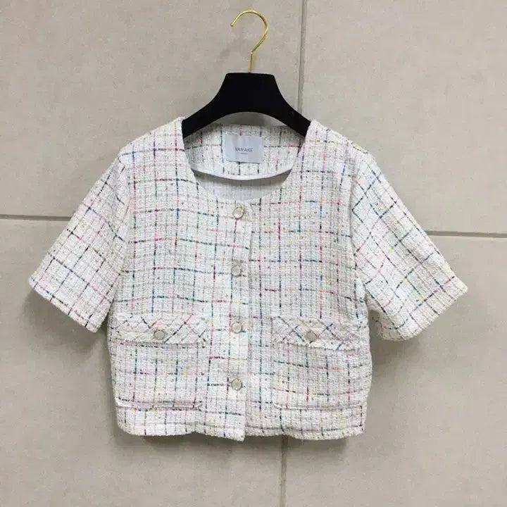 [BUNJANG] VANAKE Short Sleeve Tweed Jacket / 24년 VANAKE 반야크  반팔 트위드 자켓