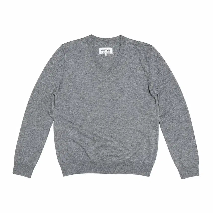 [BUNJANG] Maison Margiela Elbow Patch V-Neck Sweater Heather Gray / MAISON MARGIELA ELBOW PATCH V-NECK 마르지엘라