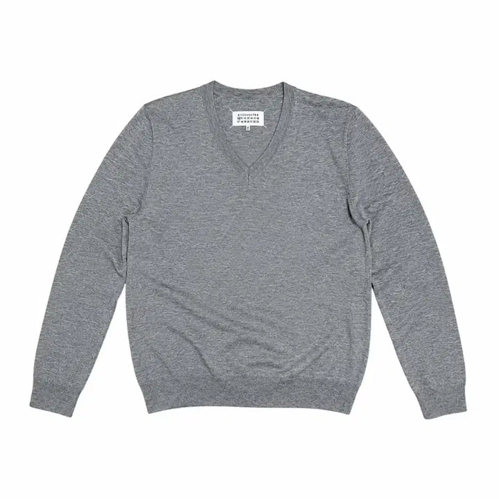 [BUNJANG] Maison Margiela Elbow Patch V-Neck Sweater Heather Gray / MAISON MARGIELA ELBOW PATCH V-NECK 마르지엘라
