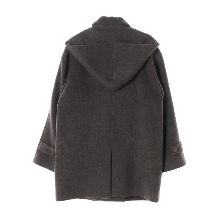 [BUNJANG] Mundal Double-Breasted Wool Alpaca Half Coat / 문달 후드 더블 브레스티드 울 알파카 하프 코트
