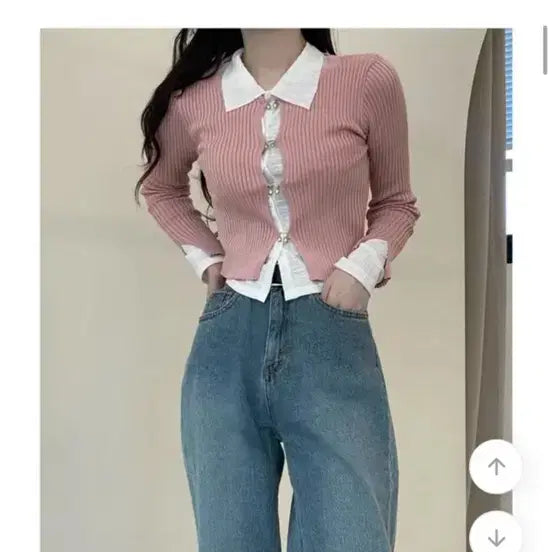 [BUNJANG] Pink Knit Cardigan / 핑크 니트 가디건