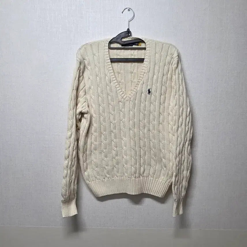 [BUNJANG] Polo Ralph Lauren Ivory Cable Knit Sweater / 폴로 랄프로렌 아이보리 케이블 니트 L 남여공용