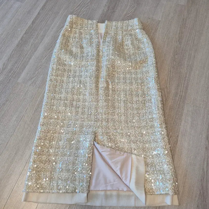 [BUNJANG] Tweed Sequin H-Line Long Skirt / 트위드 스팽글 H라인 롱 스커트