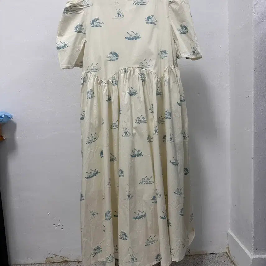 [BUNJANG] SINCE THEN Vintage Kayak Pattern Long Dress Ivory / 빈티지 패턴 롱 원피스 아이보리