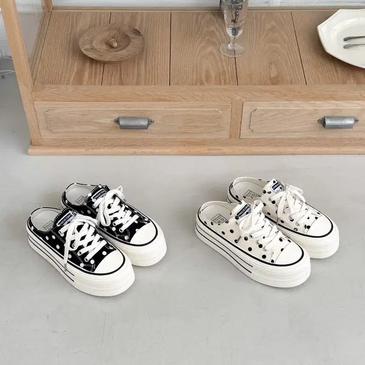 [BUNJANG] Dot Pattern Platform Mules Sneakers / 도트 무늬 플랫폼 뮬 스니커즈