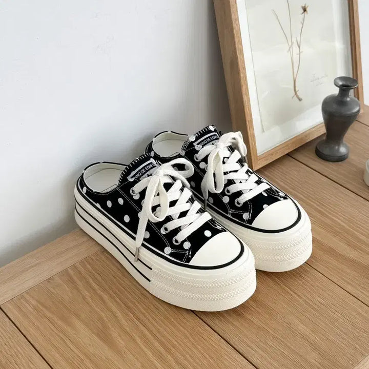 [BUNJANG] Dot Pattern Platform Mules Sneakers / 도트 무늬 플랫폼 뮬 스니커즈
