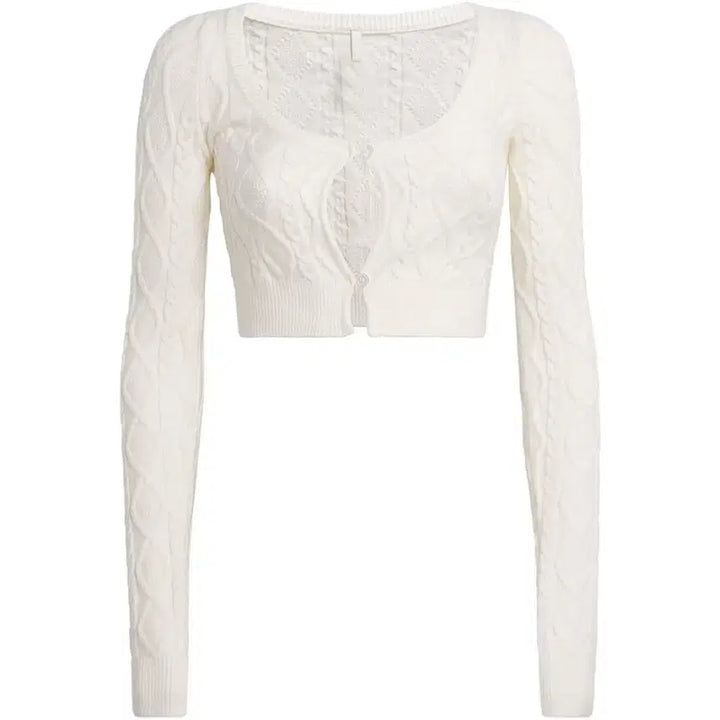 [BUNJANG] Skims Cable Crop Knit Cardigan / Skims 스킴스 케이블 크롭 니트 가디건