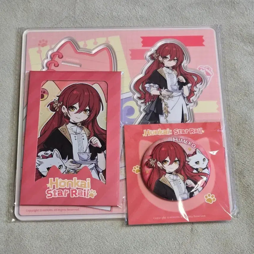 [BUNJANG] Honkai Star Rail Himeko Tinycat Acrylic Stand + Photocard + Can Badge Set (Sealed) / (미개봉) 스타레일 히메코 타이니캣 아크릴 스탠드+포토카드+캔뱃지 양도