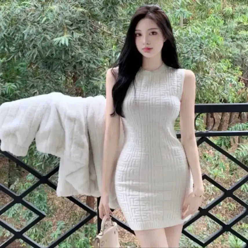 [BUNJANG] Imported Ribbed Slim Sleeveless Dress / 새상품) 수입의류 골지 슬림 섹시글램 민소매 원피스