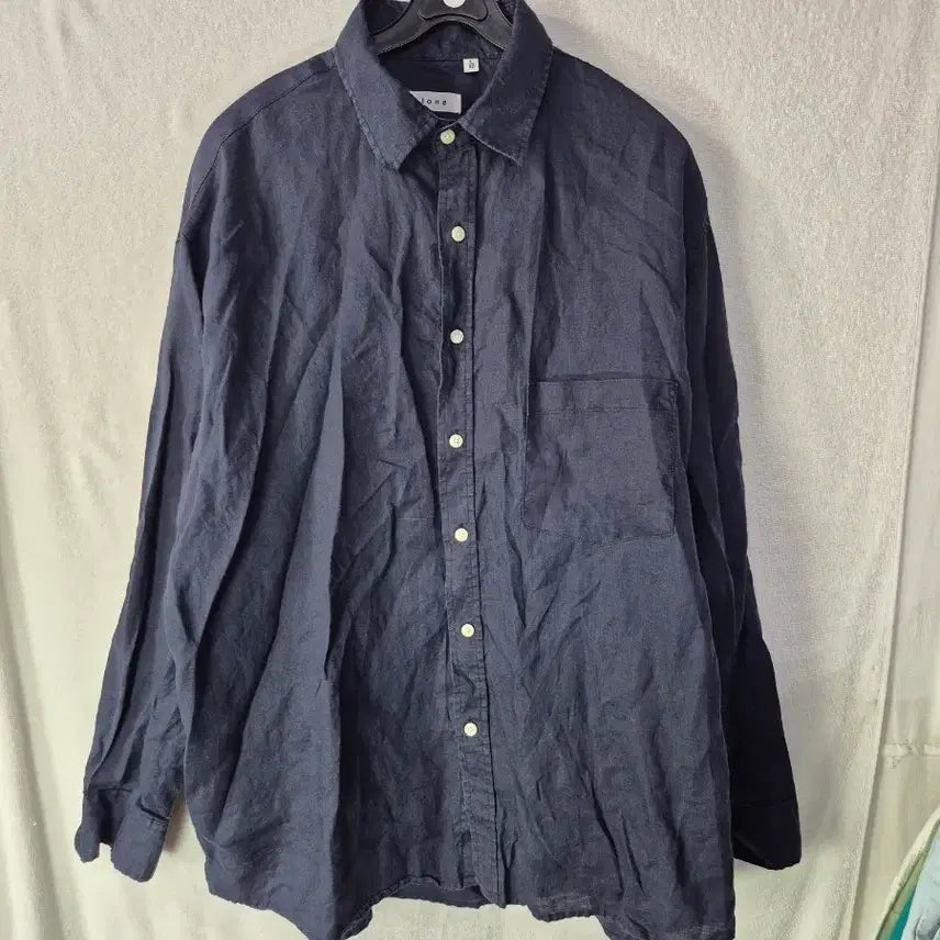 [BUNJANG] L Tone Linen Long Sleeve Shirt Navy / L tone 린넨 긴팔 셔츠 네이비