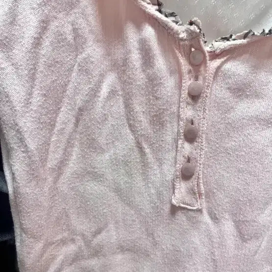 [BUNJANG] Burberry Blue Label Rare Pastel Pink Button Short Sleeve Top / 버버리블루라벨 희귀 연핑 버튼 반팔탑 히메갸루 핀터레스트