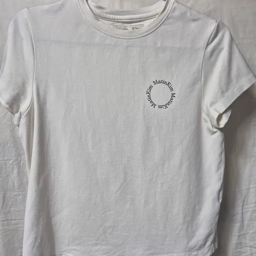 [BUNJANG] Matin Kim Logo Short Sleeve T-Shirt White S / 마뗑킴 로고 반팔 티셔츠 화이트S