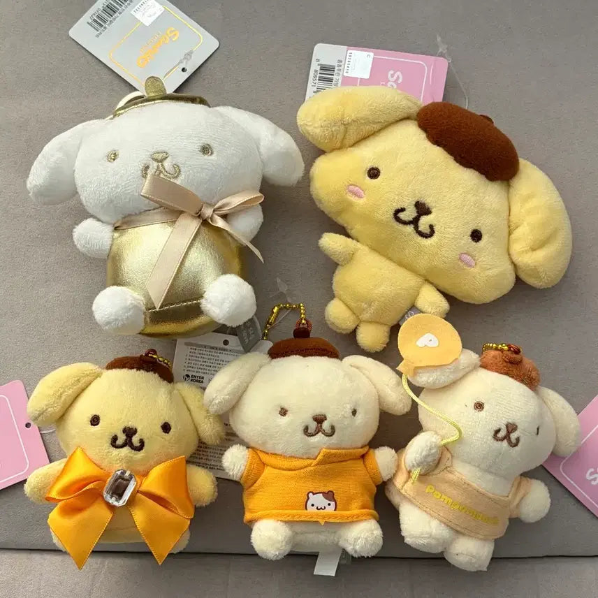 [BUNJANG] Sanrio Pompompurin Plush Keychain 5-Piece Set / 산리오 폼폼푸린 인형 키링 5종 세트