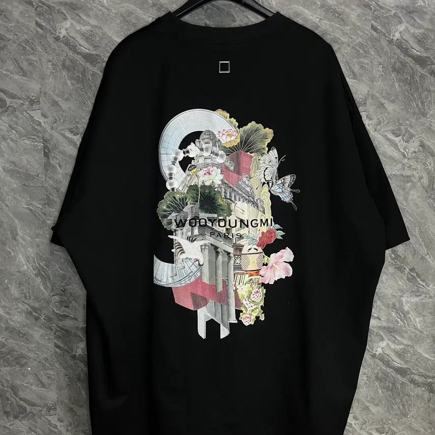 [BUNJANG] Wooyoungmi City Graphic Short-Sleeve T-Shirt Black Size 52 / [52] 우영미 시티그래픽 반팔 블랙