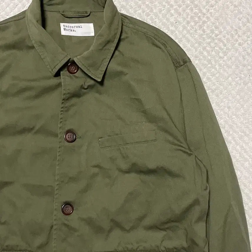 [BUNJANG] Universal Works Military Field Coverall Work Jacket Khaki / [L] 유니버셜 웍스 밀리터리 필드 커버올 워크 자켓 카키