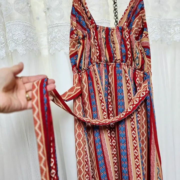 [BUNJANG] Ethnic Pattern Strap Mini Dress / 에스닉 패턴 끈나시 원피스