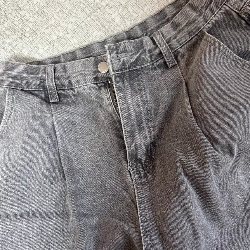 [BUNJANG] Grey Denim Wide Pants (L) / 그레이 데님 와이드 팬츠 L