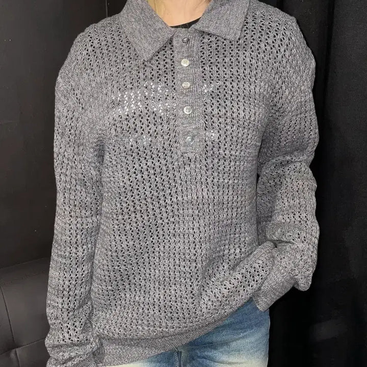 [BUNJANG] LEMARD Grey Net Knit / LEMARD 그레이 네트 니트