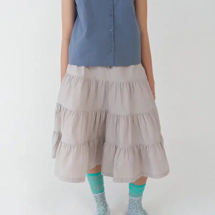 [BUNJANG] FESTO 3 Shirring Skirt / 페스토 3 SHIRRING SKIRT FOG 스커트