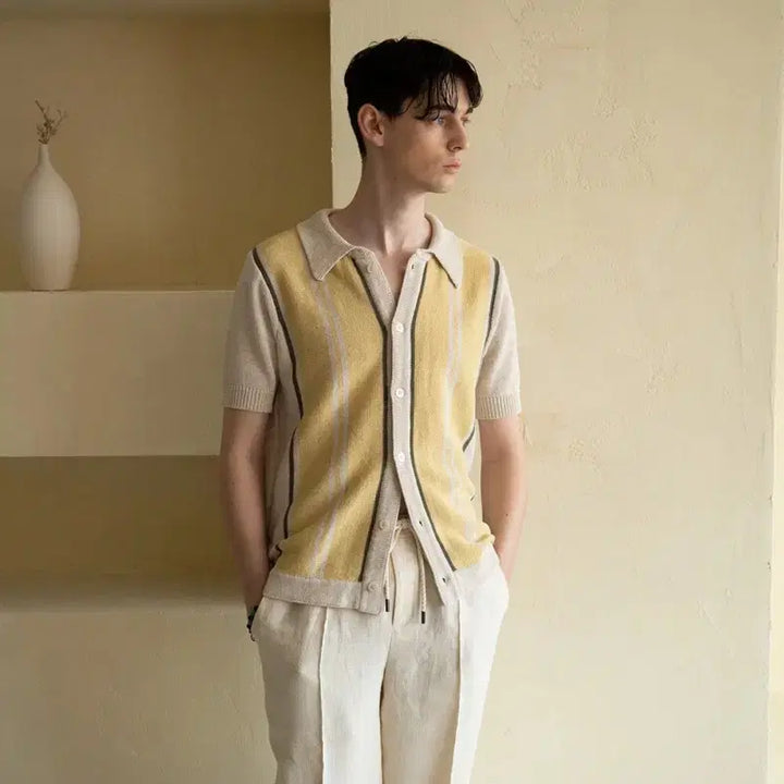 [BUNJANG] Pinomare Sanremo Knit Shirt Yellow / 피노마레 산 레모 니트 셔츠 옐로우 M