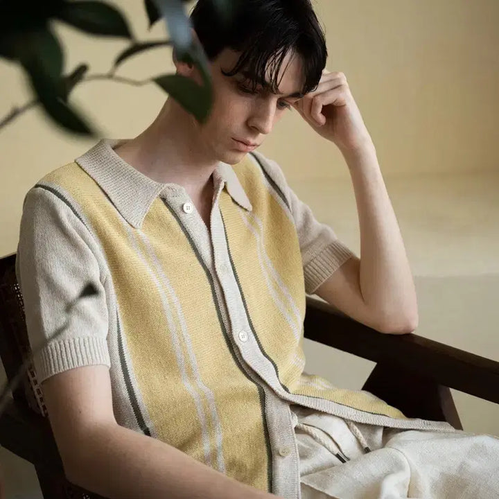 [BUNJANG] Pinomare Sanremo Knit Shirt Yellow / 피노마레 산 레모 니트 셔츠 옐로우 M
