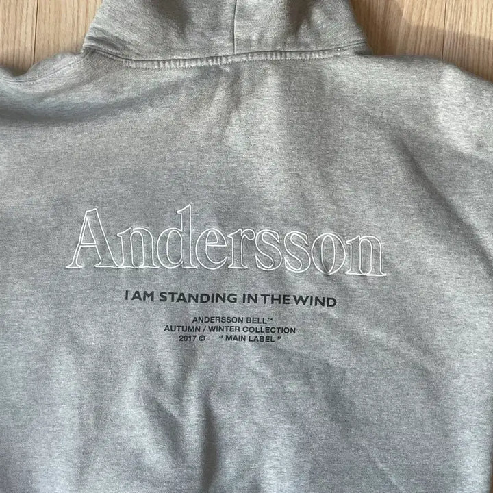 [BUNJANG] Andersson Bell Grey Logo Embroidered Hoodie / 앤더슨벨 후드티 s
