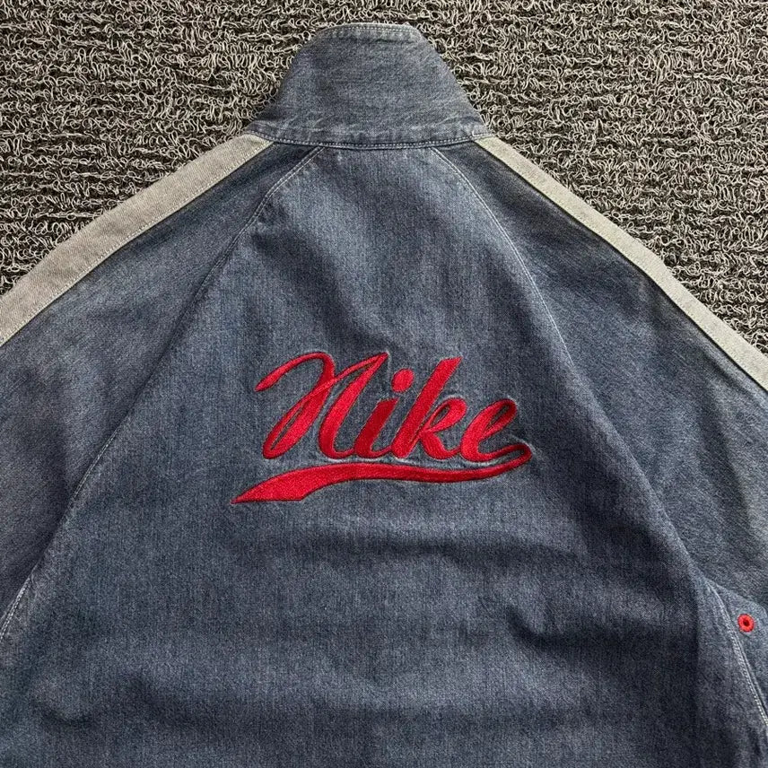 [BUNJANG] Nike Old School Big Logo Denim Track Jacket / 나이키 올드스쿨 빅로고 데님 트랙 자켓 4409