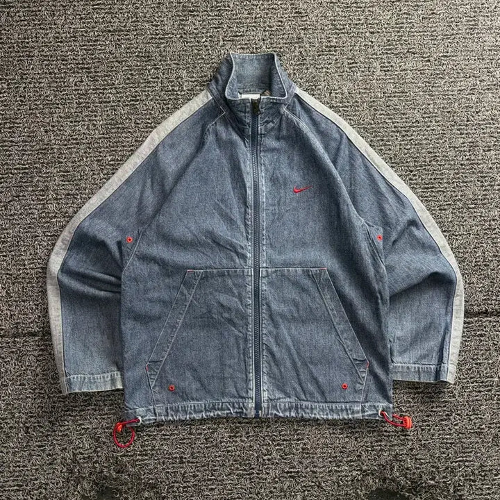 [BUNJANG] Nike Old School Big Logo Denim Track Jacket / 나이키 올드스쿨 빅로고 데님 트랙 자켓 4409