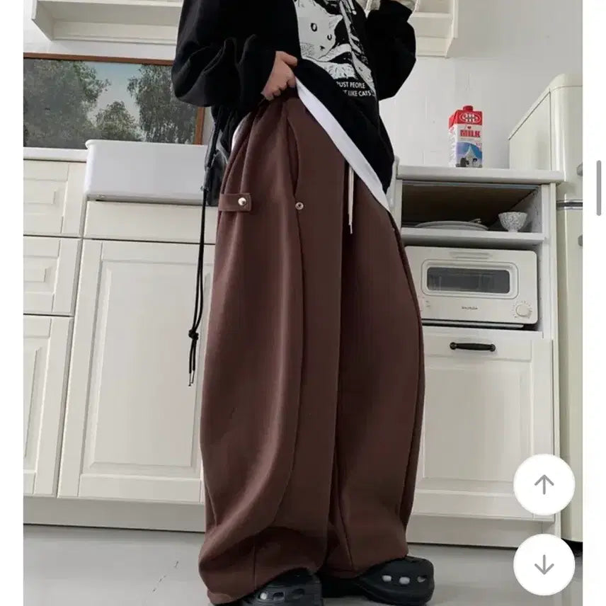 [BUNJANG] Brown Wide Fit Cotton Pants / 갈색 와이드팬츠 팝니다
