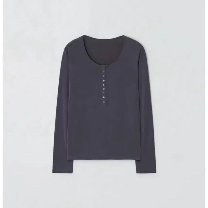 [BUNJANG] MOIA Soft Button Top Dusty Blue / 모이아 소프트 버튼 탑