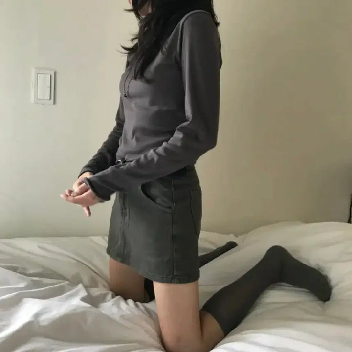 [BUNJANG] Denim Mini Skirt with Belt Set / (벨트 set) 데님 미니 스커트 치마 에이블리 지그재그