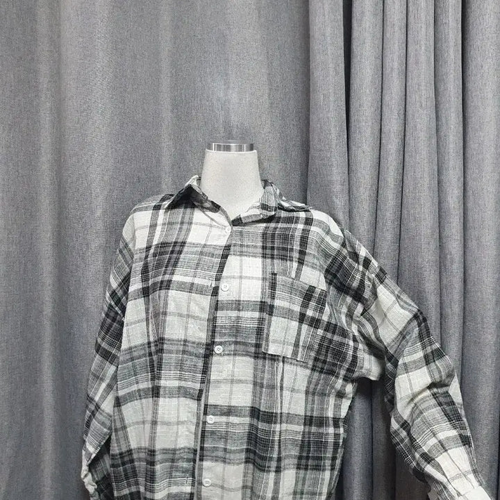 [BUNJANG] Linen Check Oversized Shirt / 린넨체크 오버 남방