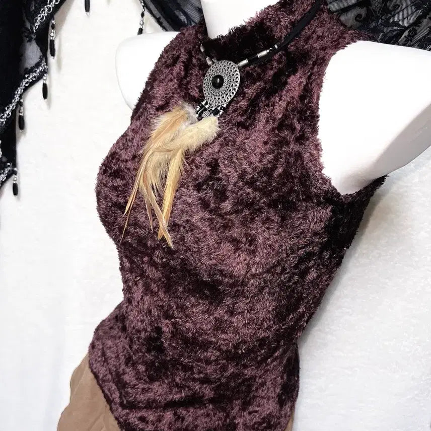[BUNJANG] Onē Gyaru Halterneck Sheer Vest Punk Y2K Shibuya / 오네갸루 홀터넥 퍼나시 슬리브리스 펑크 y2k 와투케 00 시부야 핀터