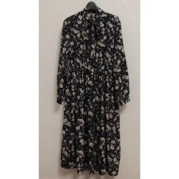 [BUNJANG] Bowtie Flower Pattern Dress / 보우타이 플라워패턴 원피스 / 반품 52cm