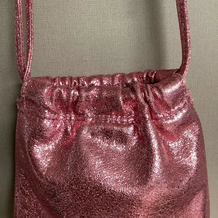 [BUNJANG] ZARA Pink Glitter Drawstring Crossbody Bag / 자라 ZARA 핑크 글리터 복조리 가방