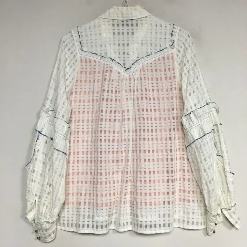 [BUNJANG] Ozsécon Check Frill Blouse / 오즈세컨 체크 프릴 블라우스