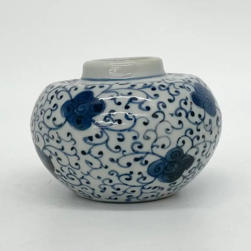 [BUNJANG] White Porcelain Brush Holder with Peony Scrollwork / 백자청화당초문필세