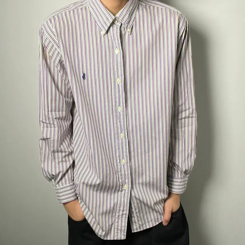 [BUNJANG] Polo Ralph Lauren Multicolor Stripe Button-Down Shirt / 폴로 랄프로렌 멀티 컬러 스트라이프 버튼 다운 셔츠