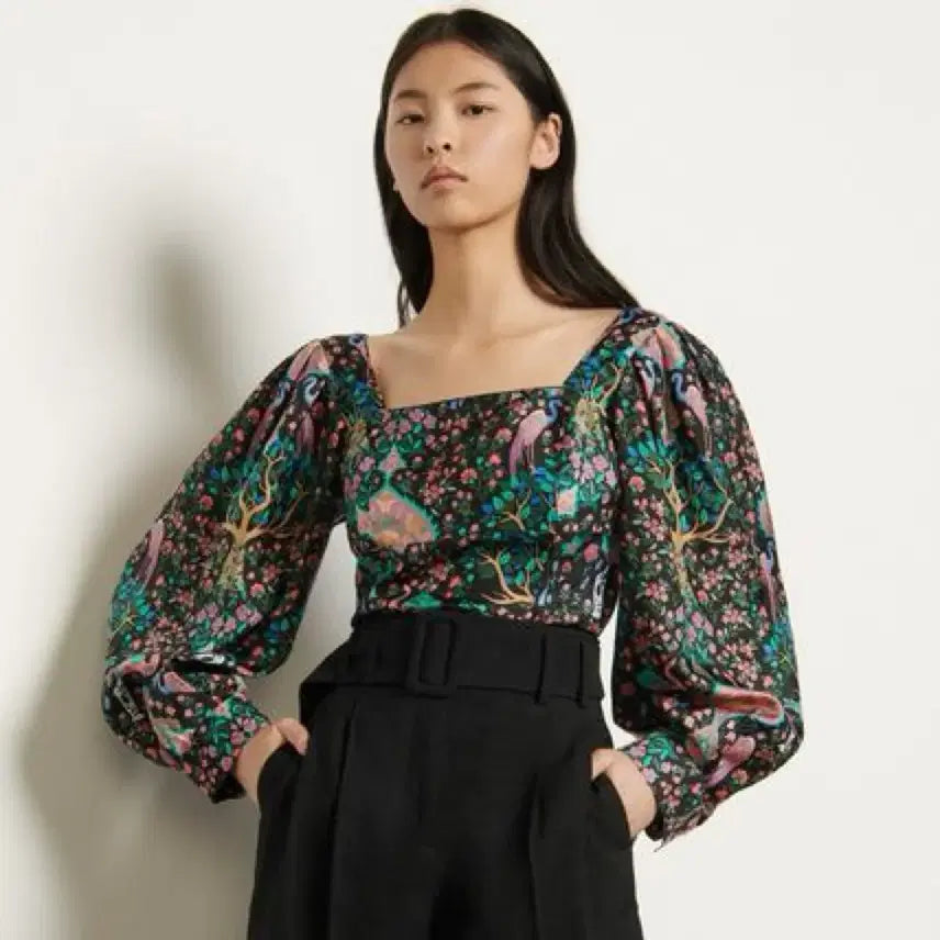 [BUNJANG] Sandro Floral Silk Blouse / SANDRO 산드로 플로랄 실크 블라우스 1