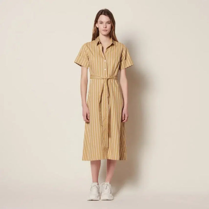 [BUNJANG] SANDRO Striped Shirt Dress / 새상품 SANDRO 산드로 스트라이프 셔츠 원피스 34