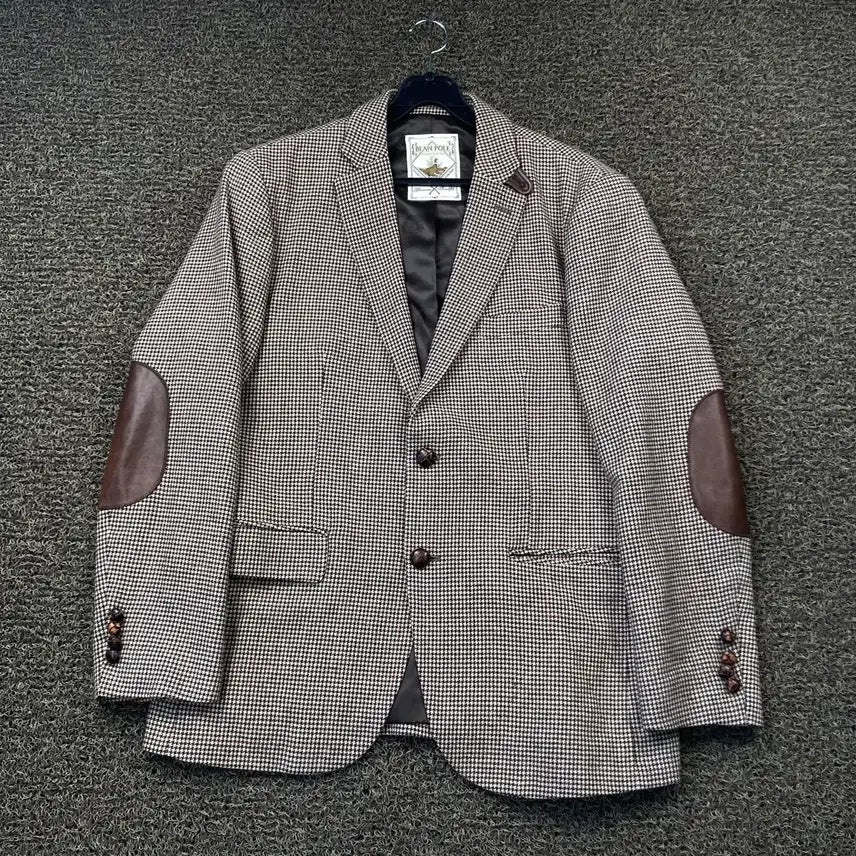 [BUNJANG] Beanpole Wood Button Elbow Patch Houndstooth Blazer Jacket / 빈폴 우드버튼 엘보우패치 하운드투스 블레이저 자켓
