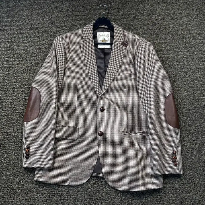 [BUNJANG] Beanpole Wood Button Elbow Patch Houndstooth Blazer Jacket / 빈폴 우드버튼 엘보우패치 하운드투스 블레이저 자켓