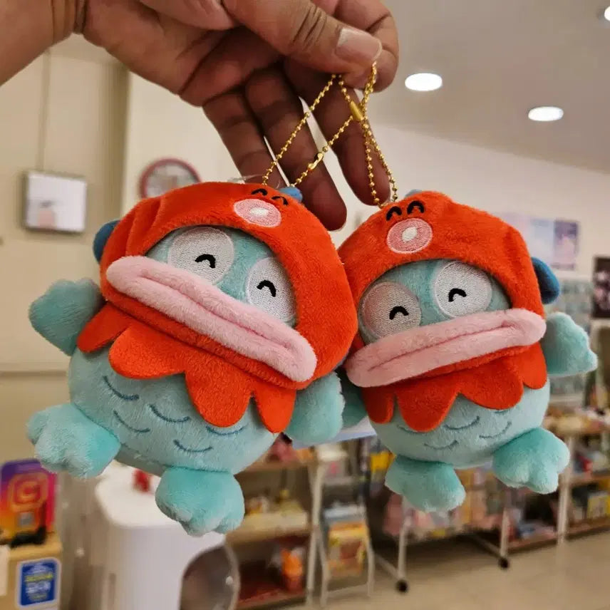 [BUNJANG] Sanrio Hangyodon Octopus Hat Mascot Doll Keychain / 산리오 한교동 문어모자 인형키링