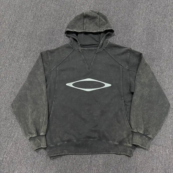 [BUNJANG] Mischief Bleached Pullover Washed Black Hoodie / 미스치프 블리치드 풀오버 워시드 블랙 후드