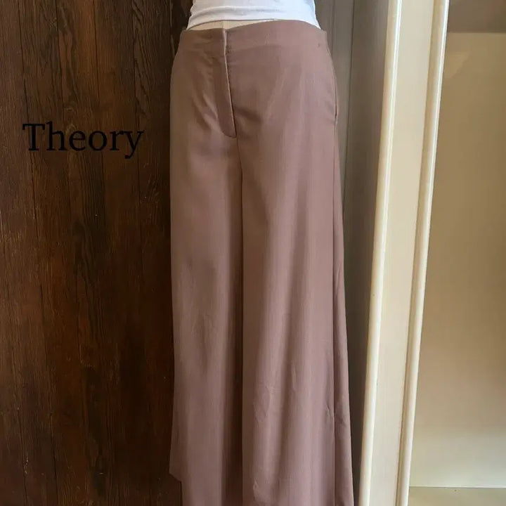 [BUNJANG] Theory Pink-Brown Wide Leg Slacks / 띠어리 정품 핑크브라운 와이드 슬랙스
